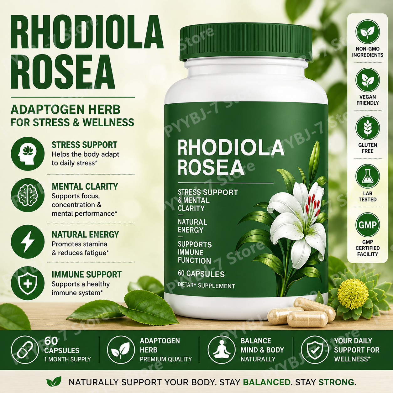 Rhodiola Rosea Capsules 500mg, – обзор и цена Herbal Wellness
